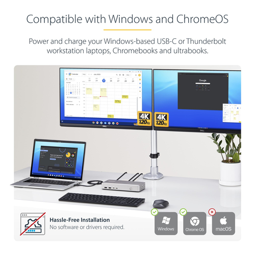 StarTech.com USB4 Docking Station for Tablet, Monitor, Smartphone, Notebook - Charging Capability - 165 W - Space Gray - D