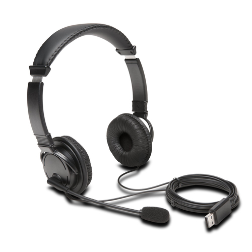 Kensington Wired Over-the-head Stereo Headset - Binaural - Circumaural - Noise Cancelling Microphone - USB