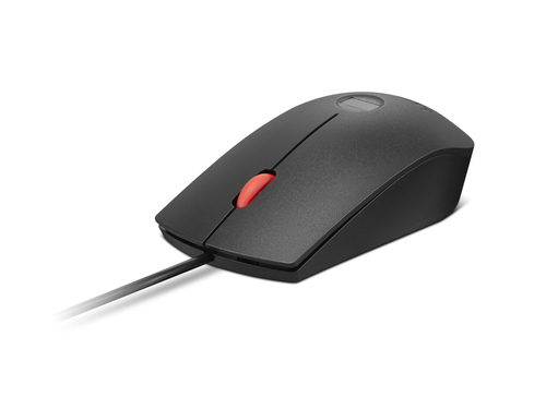 Souris Lenovo Pleine taille - USB Type A - Optique - 3 Bouton(s) - Noir, Rouge - Câble - 2000 dpi - Roulettes avec frein -