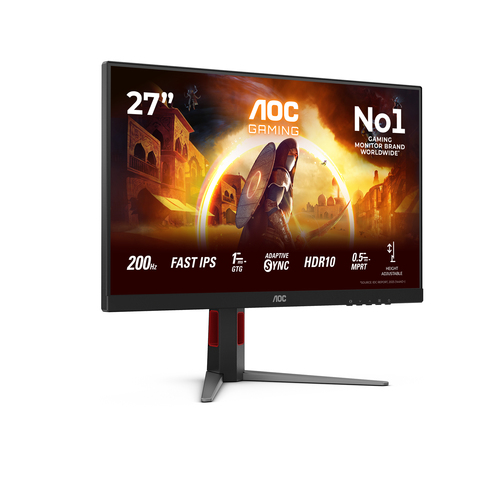 AOC 27G4HA 27" Aula Full HD Monitor LED para jogos - 16:9 - Preto, Vermelho - 68,6 cm (27") Viewable - Fast IPS - WLED Luz