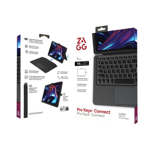 ZAGG Pro Keys 2 Keyboard/Cover Case for 33 cm (13") Apple iPad Pro 13 (2024) Tablet - Black