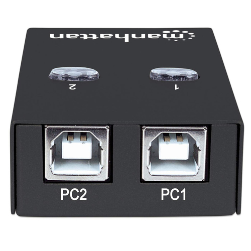 Manhattan USB Switch - USB Type A, USB Type B - External - Black - 1 Total USB Port(s) - 1 USB 2.0 Port(s) - PC