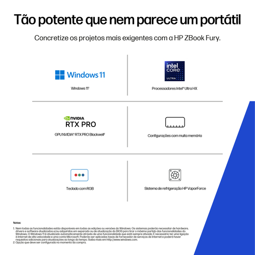 HP ZBook Fury G1i 40,6 cm (16") Estação de trabalho móvel - WUXGA - Intel Core Ultra 7 2ª geração - Tecnologia vPro - 32 G