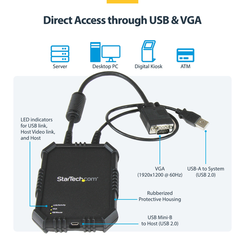 StarTech.com KVM Console - Wired - TAA Compliant - 1 Local User(s) - WUXGA - 1920 x 1200 Maximum Video Resolution - 1 x US