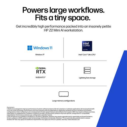 HP Z2 Mini G1i Workstation - 1 x Intel Core Ultra 9 285K - 64 GB - 1 TB SSD - Mini PC - Black - Intel W880 Chip - Windows 