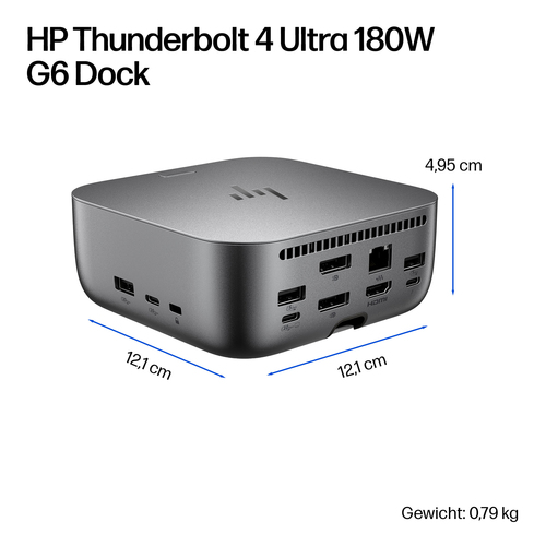 HP Thunderbolt 4 Ultra 180 W G6 Dockingstation. Konnektivitätstechnologie: Kabelgebunden, Hostschnittstelle: Thunderbolt 4