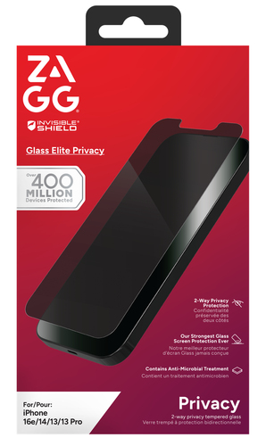 invisibleSHIELD Glass Elite Privacy Aluminosilicate Glass Anti-glare Privacy Screen Protector - For LCD iPhone 13, iPhone 