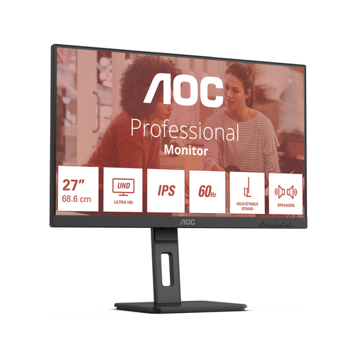 AOC E3 U27E3UF. Display diagonal: 68.6 cm (27"), Display resolution: 3840 x 2160 pixels, HD type: 4K Ultra HD, Display tec