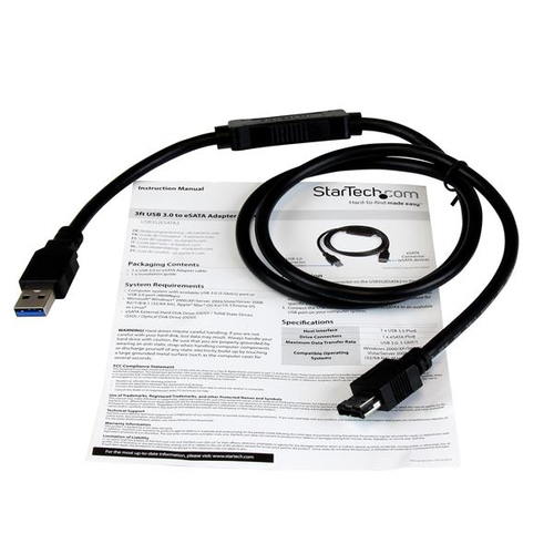 StarTech.com USB3S2ESATA3. Kabellänge: 0,9 m. Anschluss 1: USB A, Produktfarbe: Schwarz