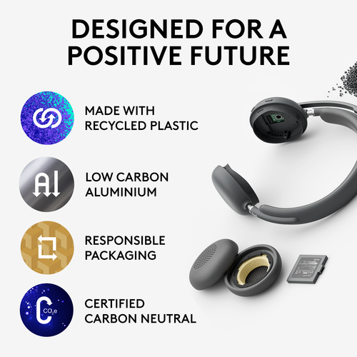 Logitech Zone Wireless 2 Wireless Over-the-head, On-ear Stereo Headset - Graphite - Microsoft Teams Certification - Google