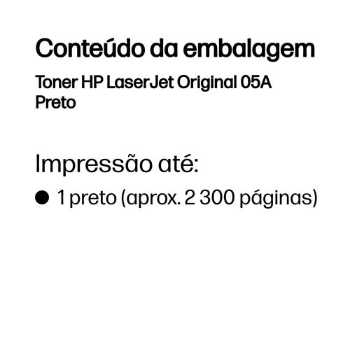 HP 05A Original Laser Cartucho de toner - Preto - 1 Cada - Laser - 1 Pack