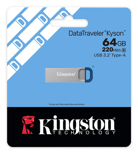 Kingston DataTraveler Kyson 64 GB USB 3.2 (Gen. 1) Typ A Flash-Laufwerk - 220 MB/s Lesegeschwindigkeit
