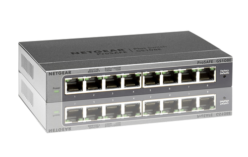 NETGEAR GS108E Switch 8 Port Gigabit Ethernet LAN Switch Plus (Managed Netzwerk Switch mit IGMP, QoS, VLAN, lüfterloses Me