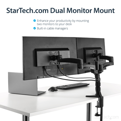 StarTech.com Dual Monitor Stand - Grommet or Desk Mount - Monitors up to 24â€ - VESA Monitor Stand - Double Monitor Arm -