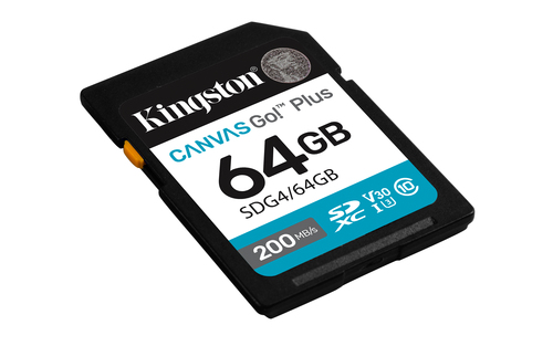Carte SDXC Kingston Canvas Go! Plus - 64 Go - Classe 10/UHS-I (U3) - V30 - 1 - 200 Mo/s en Lecture