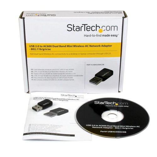 StarTech.com USB 2.0 AC600 Mini Dual Band Wireless-AC Wlan Adapter - 1T1R 802.11ac WiFi Netzwerkadapter - USB 2.0 - 433 Mb