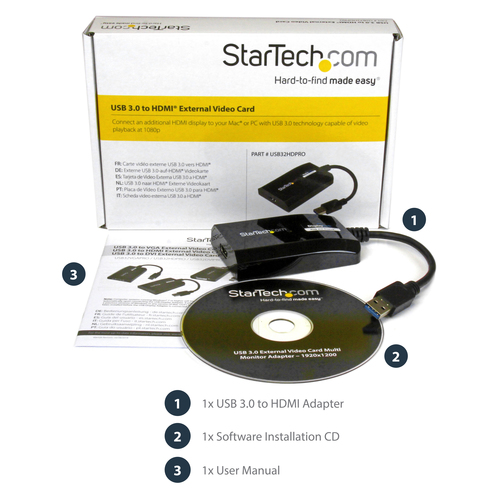 StarTech.com USB 3.0 to HDMI External Multi Monitor Video Graphics Adapter for Mac & PC â€" DisplayLink Certified USB Vide