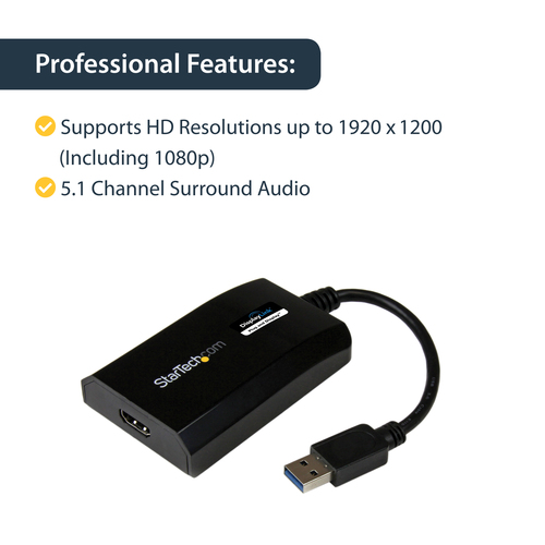 StarTech.com USB 3.0 to HDMI External Multi Monitor Video Graphics Adapter for Mac & PC â€" DisplayLink Certified USB Vide
