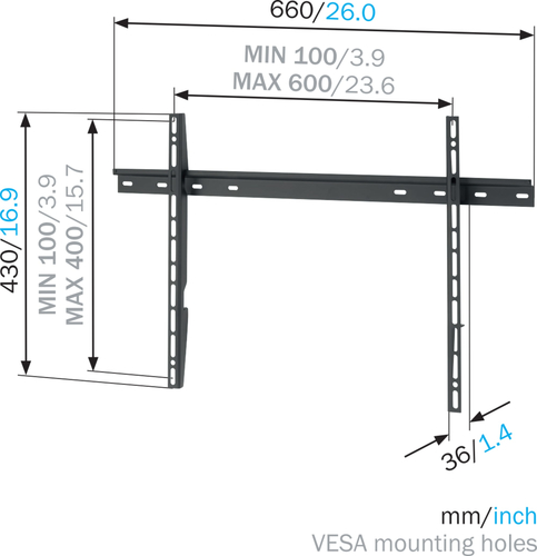 Soporte de Pared Vogel's MNT 300 para Pantalla plana - 101,6 cm a 165,1 cm (65") para pantalla plana - 1