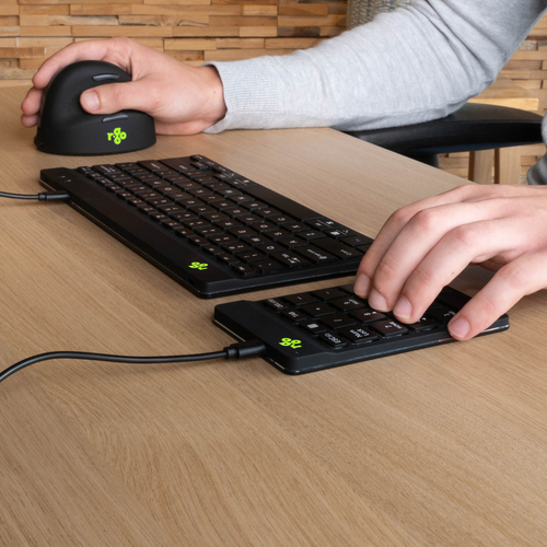 R-Go Tools Tastatur R-Go Numpad Break, ergonomischer Ziffernblock mit Pausensoftware, kabelgebunden, schwarz. Geräteschnit