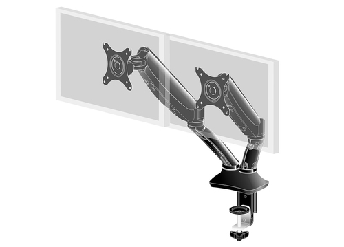 iiyama DS3002C-B1 Desk Mount for Monitor - Black - 2 Display(s) Supported - 68.6 cm (27"") Screen Support - 5 kg Load Capa