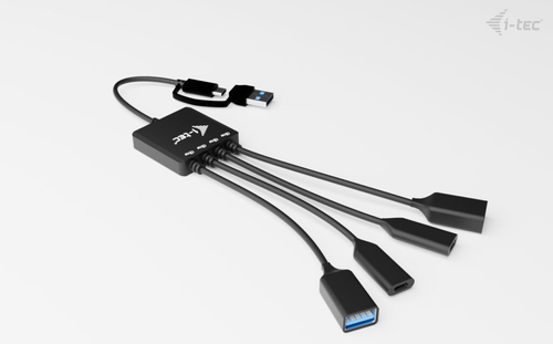 i-tec USB-C/USB-A Cable HUB 4 port (2x USB-C, 2x USB-A). Hostschnittstelle: USB 3.2 Gen 1 (3.1 Gen 1) Type-A + Type-C, Hub