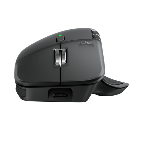 Logitech MX Master 4 Mouse - Bluetooth/Radio Frequency - USB Type C, USB Type A - Darkfield - 8 Button(s) - Graphite - Wir