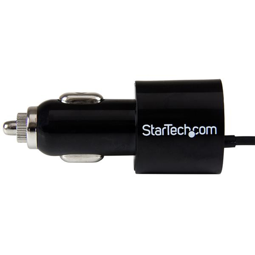 StarTech.com Dual-Port Car Charger - USB with Built-in Micro-USB Cable - Black. Charger type: Auto, Power source type: Cig