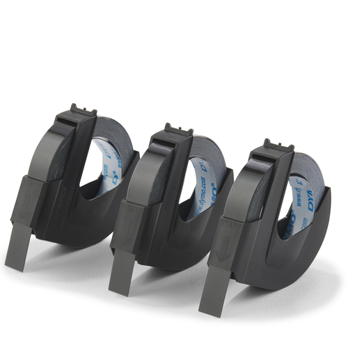 Etikettenband Dymo S0847730 - 9 mm Breite x 3 m Länge - Rechteck - Schwarz - Plastik - 3 Rolle