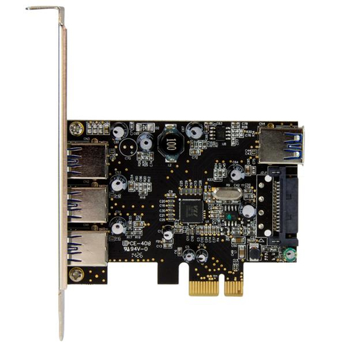 StarTech.com 4 Port PCI Express USB 3.0 Card - 3 External and 1 Internal - Native OS Support in Windows 8 and 7 - Standard