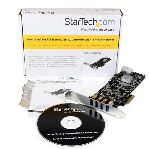 StarTech.com 4 Port PCI Express USB 3.0 Card - 3 External and 1 Internal - Native OS Support in Windows 8 and 7 - Standard