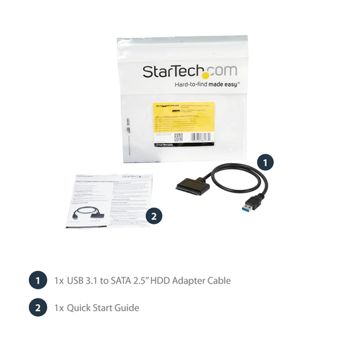 StarTech.com USB 3.1 (10Gbps) Adapter Cable for 2.5" SATA SSD/HDD Drives - Supports SATA III (6 Gbps) - USB Powered - 1 x 