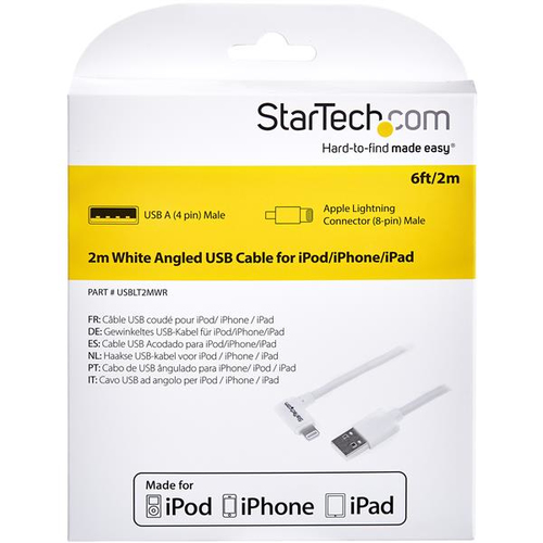 StarTech.com 2 m (6 ft.) USB to Lightning Cable - Right Angle iPhone / iPad / iPod Charger Cable - 90 Degree Lightning to 
