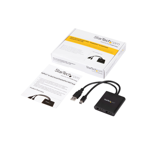 StarTech.com Mini DisplayPort to DisplayPort Multi Monitor Splitter - 2-Port MST Hub - mDP 1.2 to 2x DP MST Hub - 30 Hz to