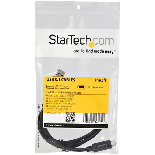StarTech.com 3 ft 1m USB to USB C Cable - USB 3.1 (10Gpbs) - USB-IF Certified - USB A to USB C Cable - USB 3.1 Type C Cabl