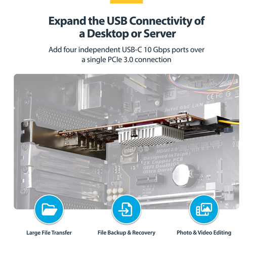 StarTech.com USB Adapter - PCI Express x4 - 1.25 GB/s, 640 MB/s, 60 MB/s, 1.50 MB/s, 140.80 kB/s - Desktop, Server - Inter