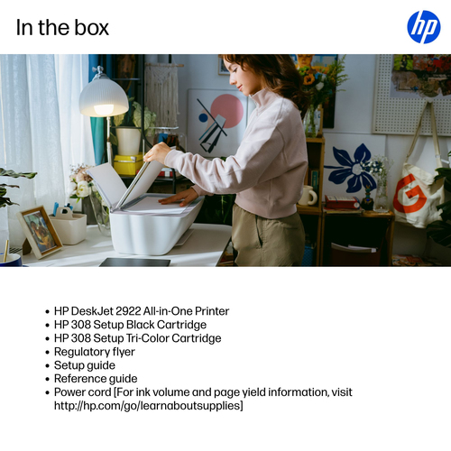 HP Deskjet 2922 Wireless Inkjet Multifunction Printer - Colour - White - Copier/Printer/Scanner - 4800 x 1200 dpi Print - 