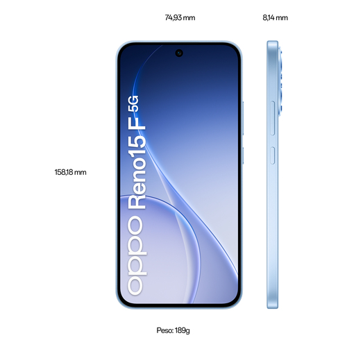 OPPO Reno15 F 5G AI Smartphone, Tripla fotocamera 50+8+2MP, Selfie 50MP, Display 6.57” 120HZ AMOLED FHD+, 6500mAh, RAM 8GB