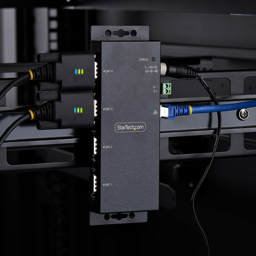 StarTech.com 4-Port Serial to Ethernet Adapter, IP Serial Device Server For Remote RS232 Devices, Wall/DIN Rail Mount, LAN