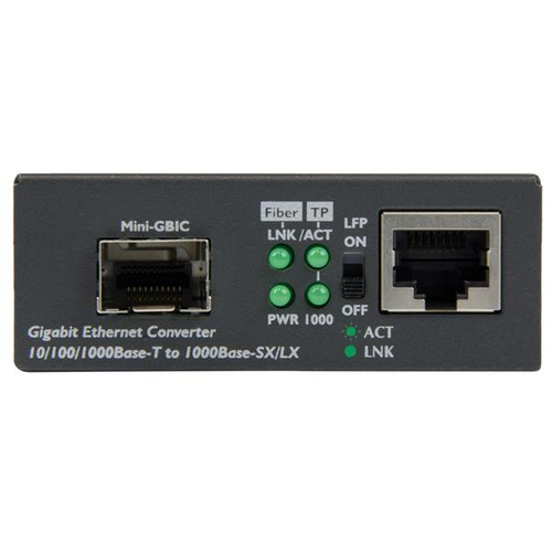 StarTech.com Transceiver/Media Converter - TAA Compliant - 1 Port(s) - 1 x Network (RJ-45) - Optical Fiber, Twisted Pair -