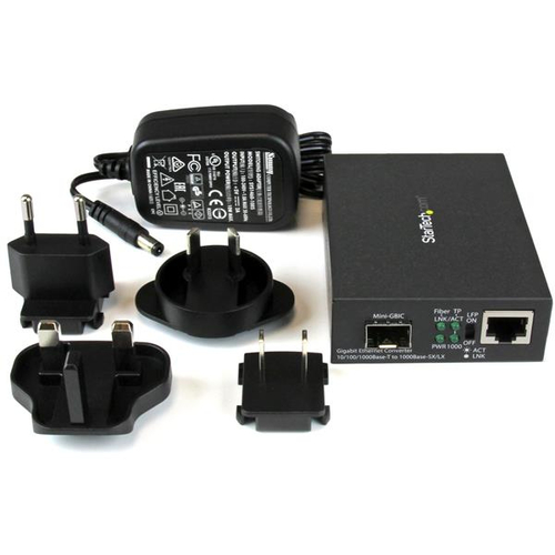 StarTech.com Transceiver/Media Converter - TAA Compliant - 1 Port(s) - 1 x Network (RJ-45) - Optical Fiber, Twisted Pair -
