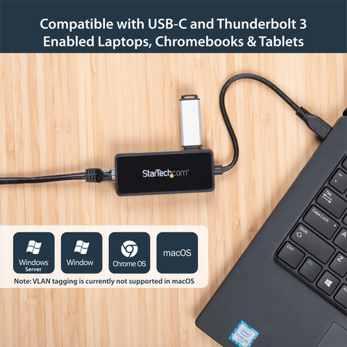 StarTech.com USB-C to Ethernet Gigabit Adapter - Thunderbolt 3 Compatible - USB Type C Network Adapter - USB C Ethernet Ad