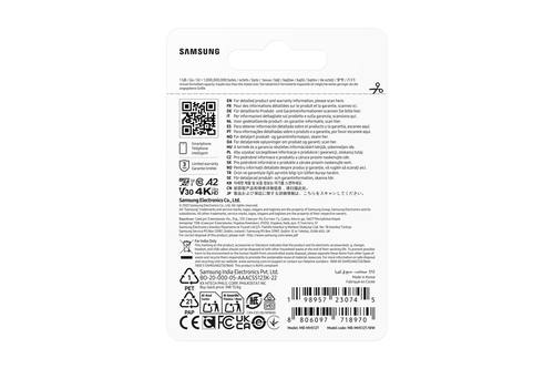 Carte microSDXC Samsung MB-MH512T - 512 Go - Classe 10/UHS-I (U3) - V30 - 200 Mo/s en Lecture - 130 Mo/sSpaceen Écriture
