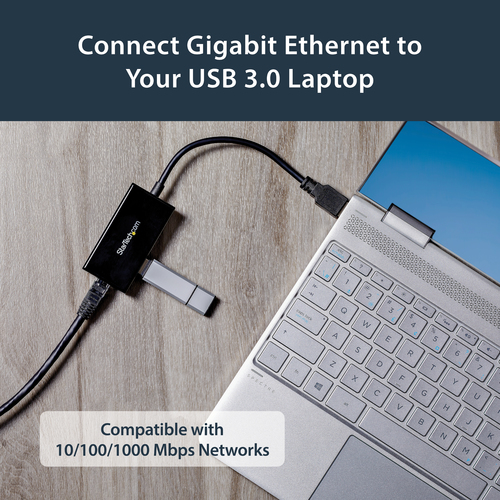 StarTech.com Gigabit Ethernet Adapter for PC - 10/100/1000Base-T - Desktop - USB 3.0 - 3 Port(s) - 1 - Twisted Pair