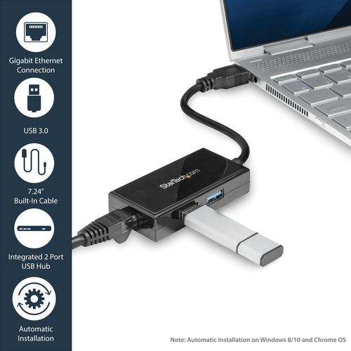 StarTech.com Gigabit Ethernet Adapter for PC - 10/100/1000Base-T - Desktop - USB 3.0 - 3 Port(s) - 1 - Twisted Pair