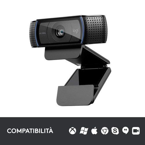 Webcam Logitech C920 - 30 fps - USB 2.0 - 15 Megapixel Interpolata - 1920 x 1080 Video - Auto focus - Widescreen - Microfo