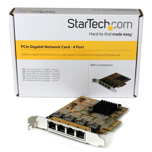 StarTech.com 4-Port PCI Express Gigabit Network Adapter Card - Quad-Port PCIe Gigabit NIC - PCI Express x4 - 1.95 Gbit/s D
