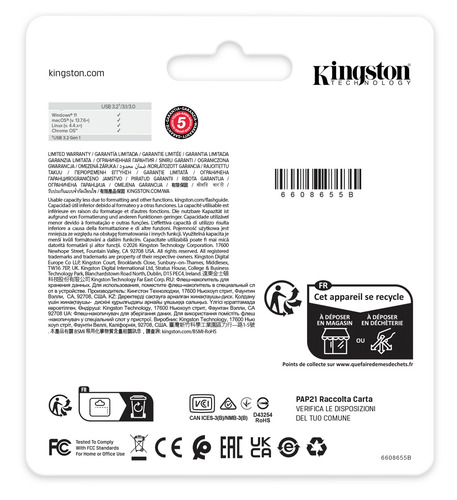 Kingston DataTraveler Kyson 128 GB USB 3.2 (Gen 1) Type A Flash Drive - 220 MB/s Read Speed