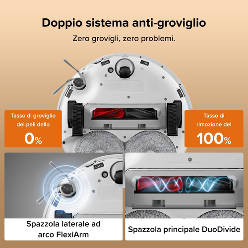 Robot Vacuum Cleaner Roborock Qrevo Edge - Bianco - Pennello - Tappeto, Pavimento - Pet Hair Cleaning