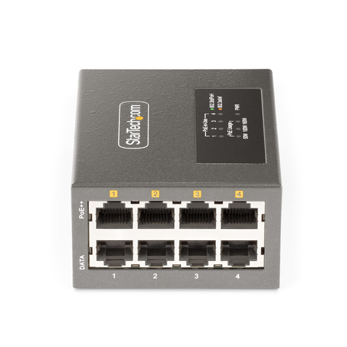 StarTech.com 4-Port Multi-Gigabit PoE++ Injector, 5/2.5/1G Ethernet (NBASE-T), PoE/PoE+/PoE++ (802.3af/802.3at/802.3bt), 1